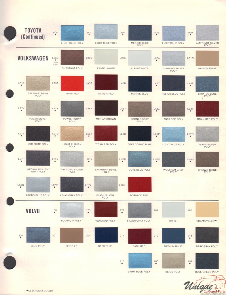 1986 Toyota Paint Charts Martin-Senour 3